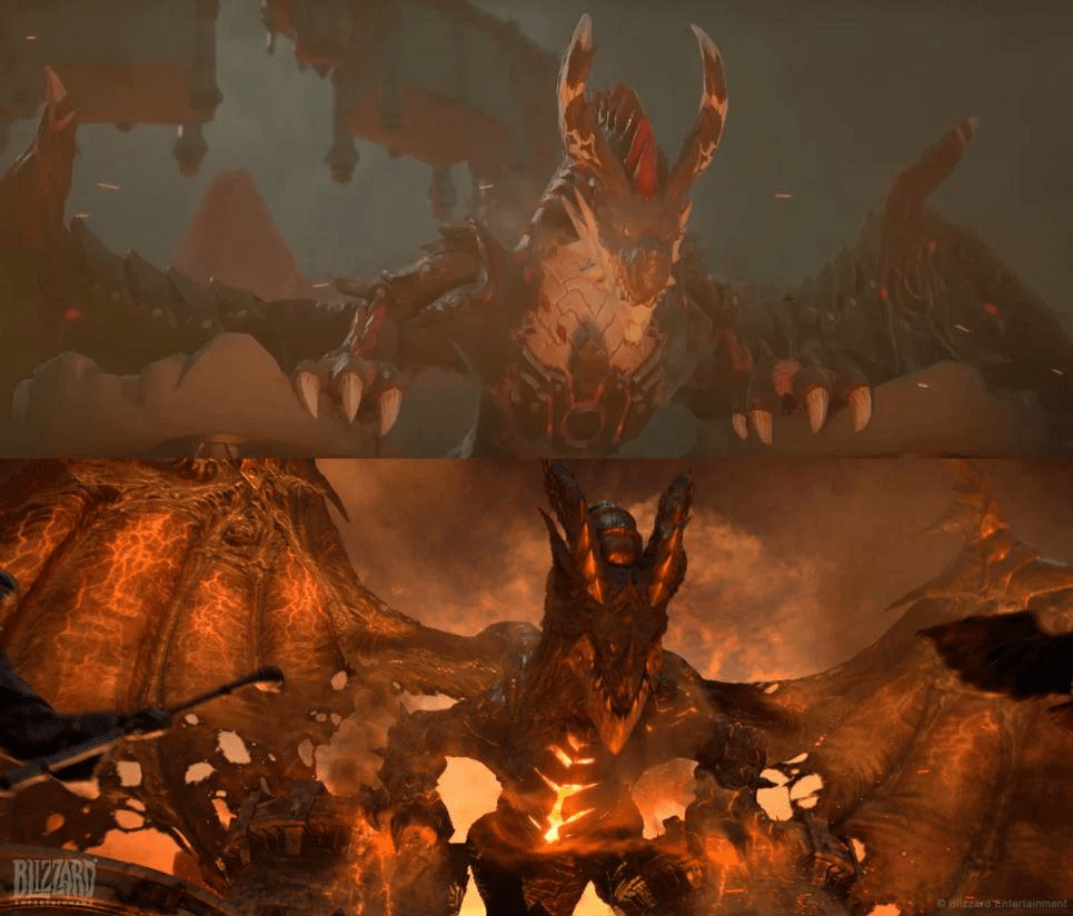 Сверху — дракон из трейлера Tarisland. Снизу — Смертокрыл из ролика о World of Warcraft. Совпадение? 